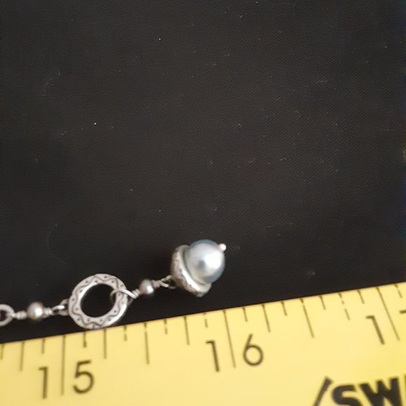 SILVER TONE NECKLACE/SIMULATED PEARL/15' - Picture 5 of 5